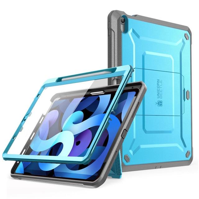 UB PRO Full-body Rugged Cover for iPad Air 4, showcasing its durable design and built-in screen protector.